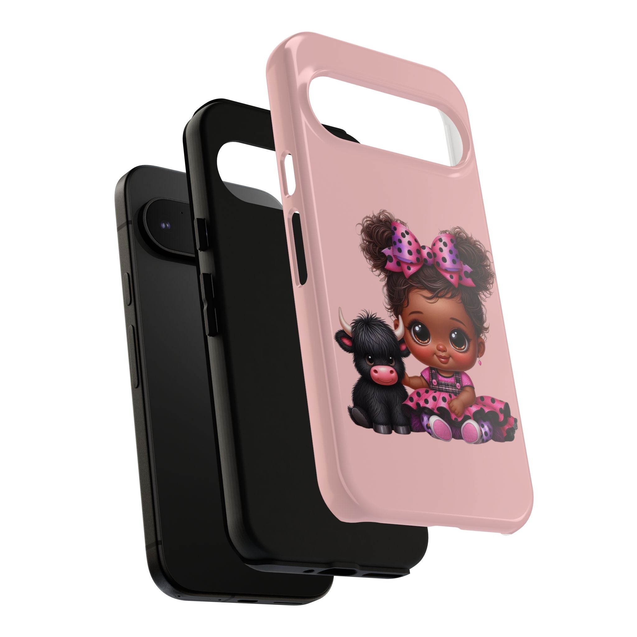 Cute Baby Girl with Plush Cow Phone Case