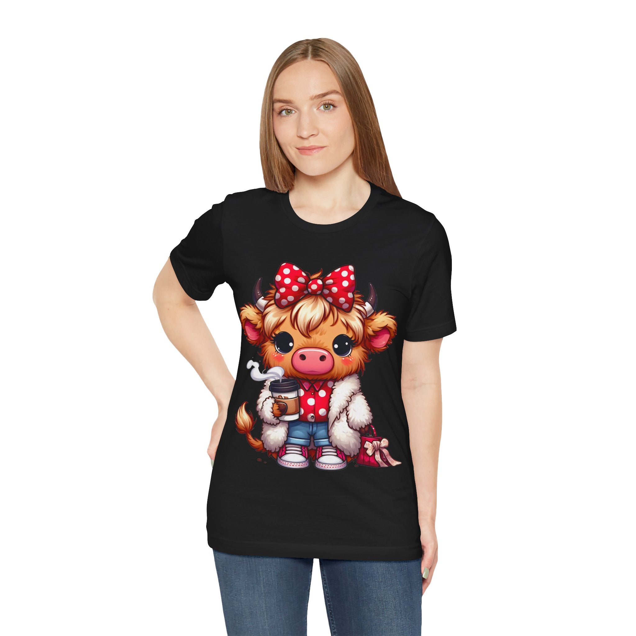 Cow Cute Tee — Cozy Cow with Coffee Graphic T-Shirt