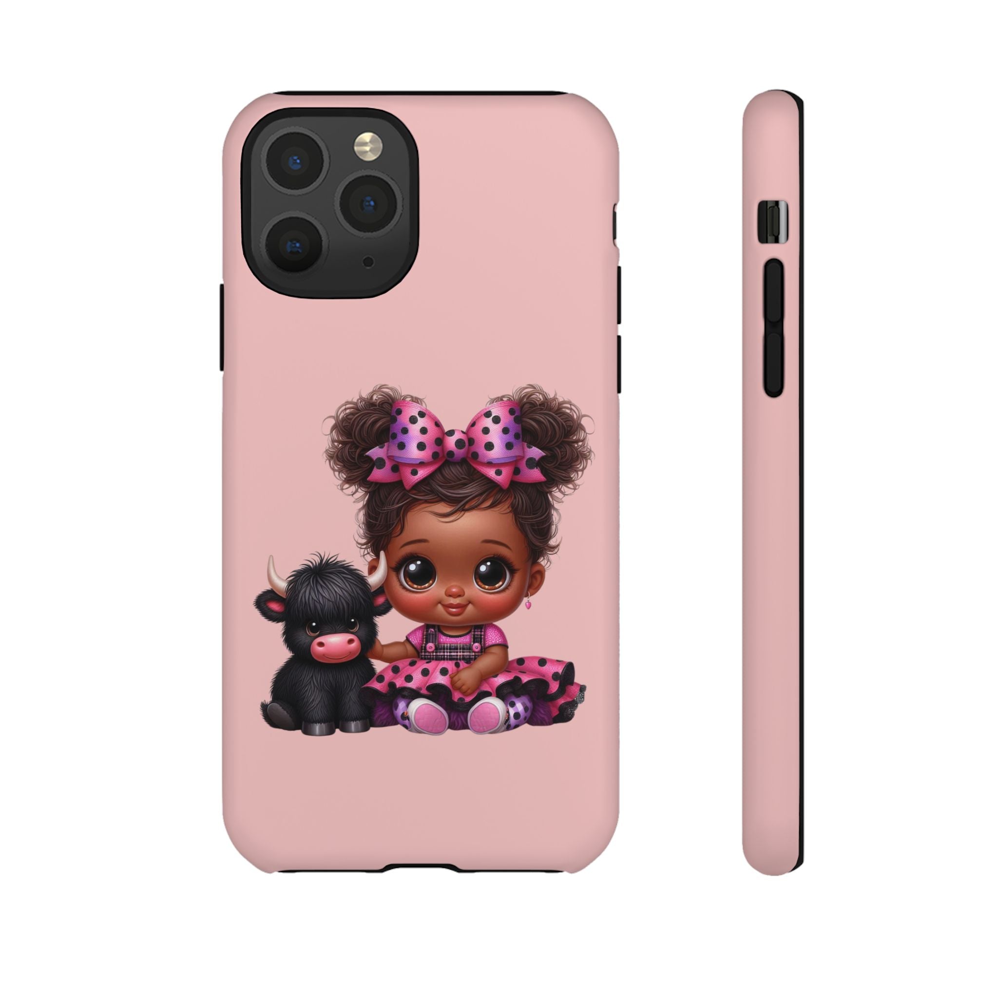 Cute Baby Girl with Plush Cow Phone Case