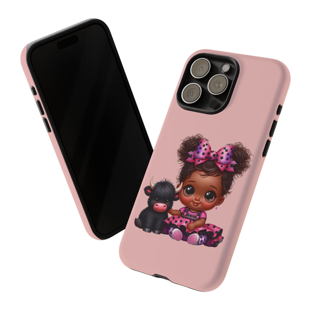 Cute Baby Girl with Plush Cow Phone Case