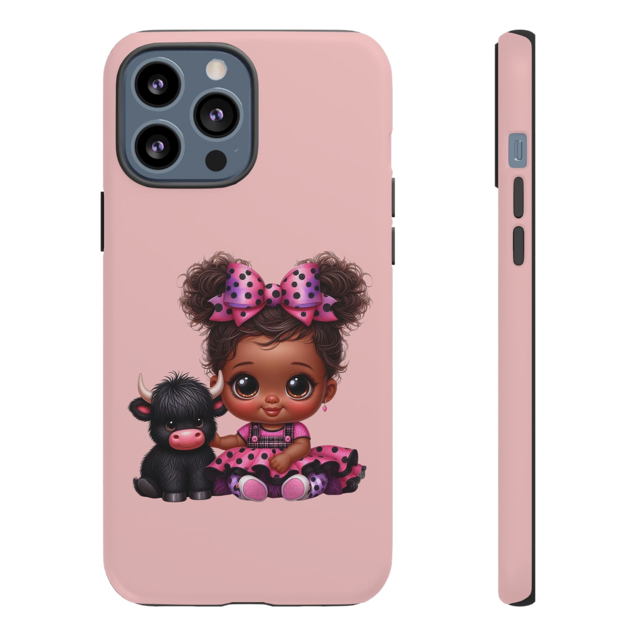 Cute Baby Girl with Plush Cow Phone Case