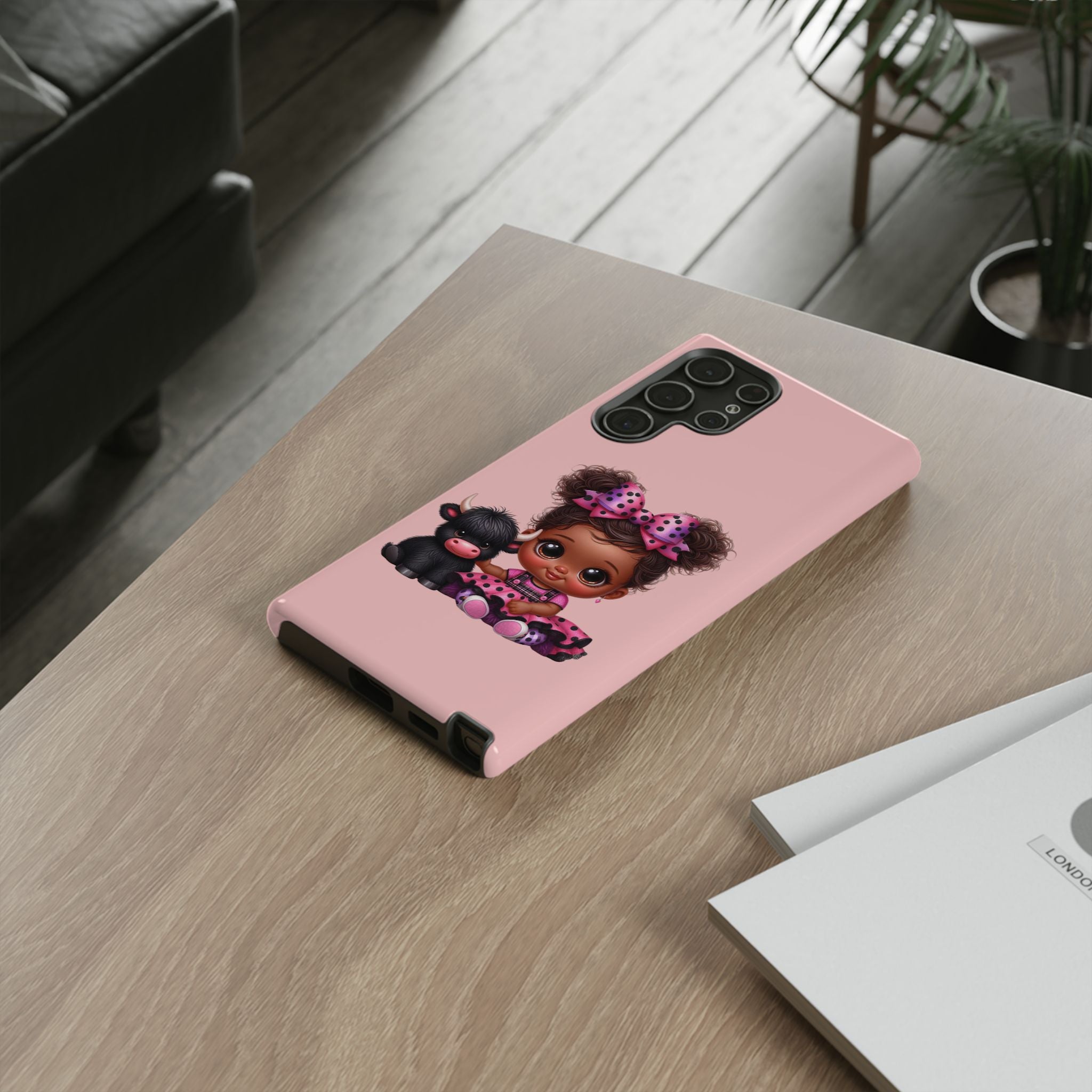 Cute Baby Girl with Plush Cow Phone Case
