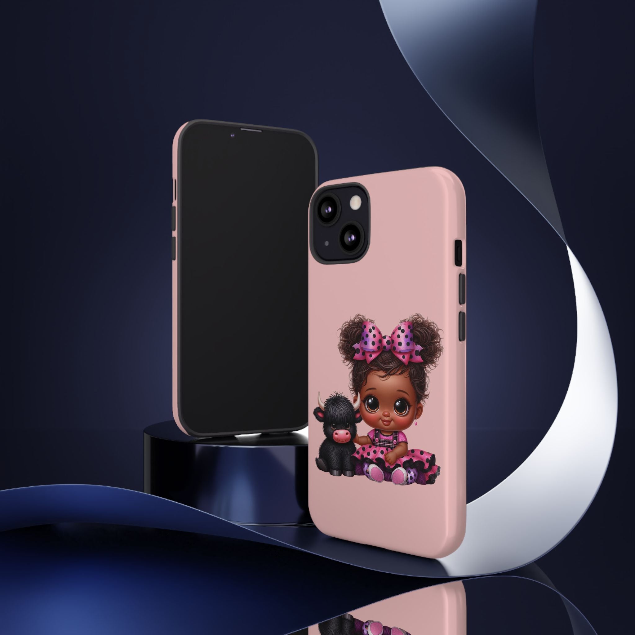 Cute Baby Girl with Plush Cow Phone Case