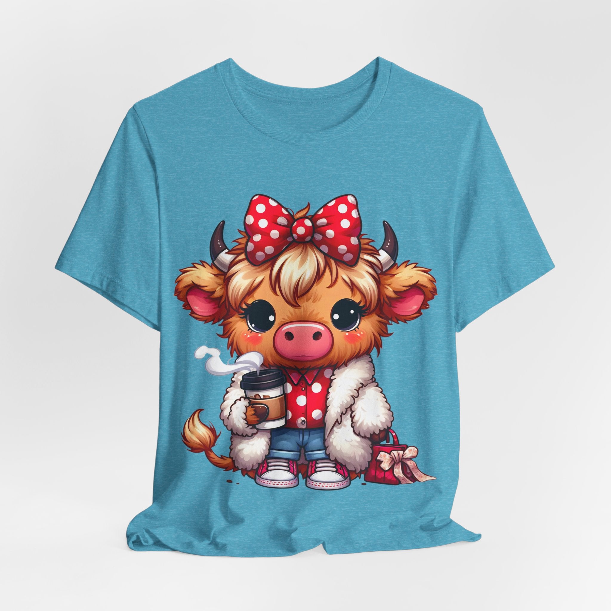 Cow Cute Tee — Cozy Cow with Coffee Graphic T-Shirt