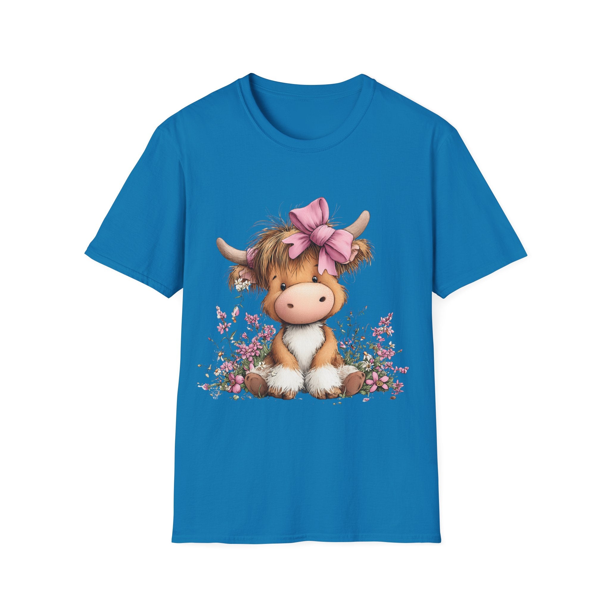 Cute Highland Cow Tee — Pink Bow Calf T-Shirt