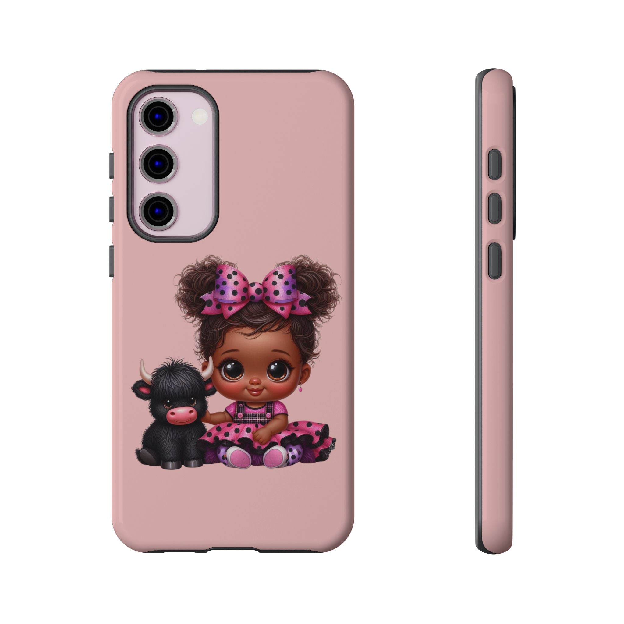 Cute Baby Girl with Plush Cow Phone Case