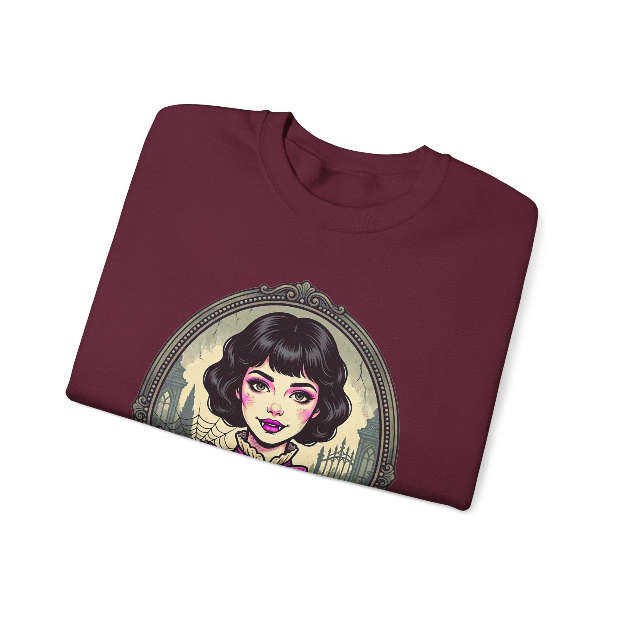 Horror Girl Crewneck Sweatshirt — "Pretty Girls Love Horror" Retro Goth Pullover