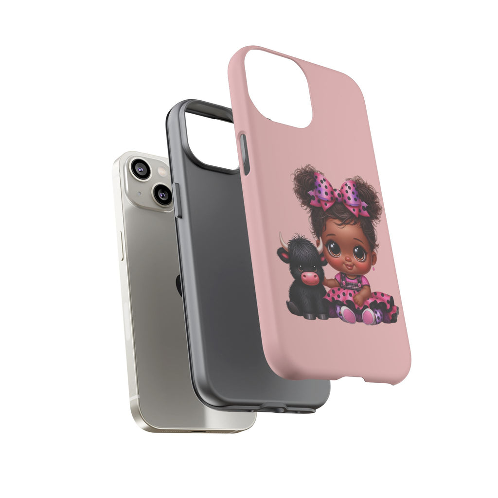 Cute Baby Girl with Plush Cow Phone Case