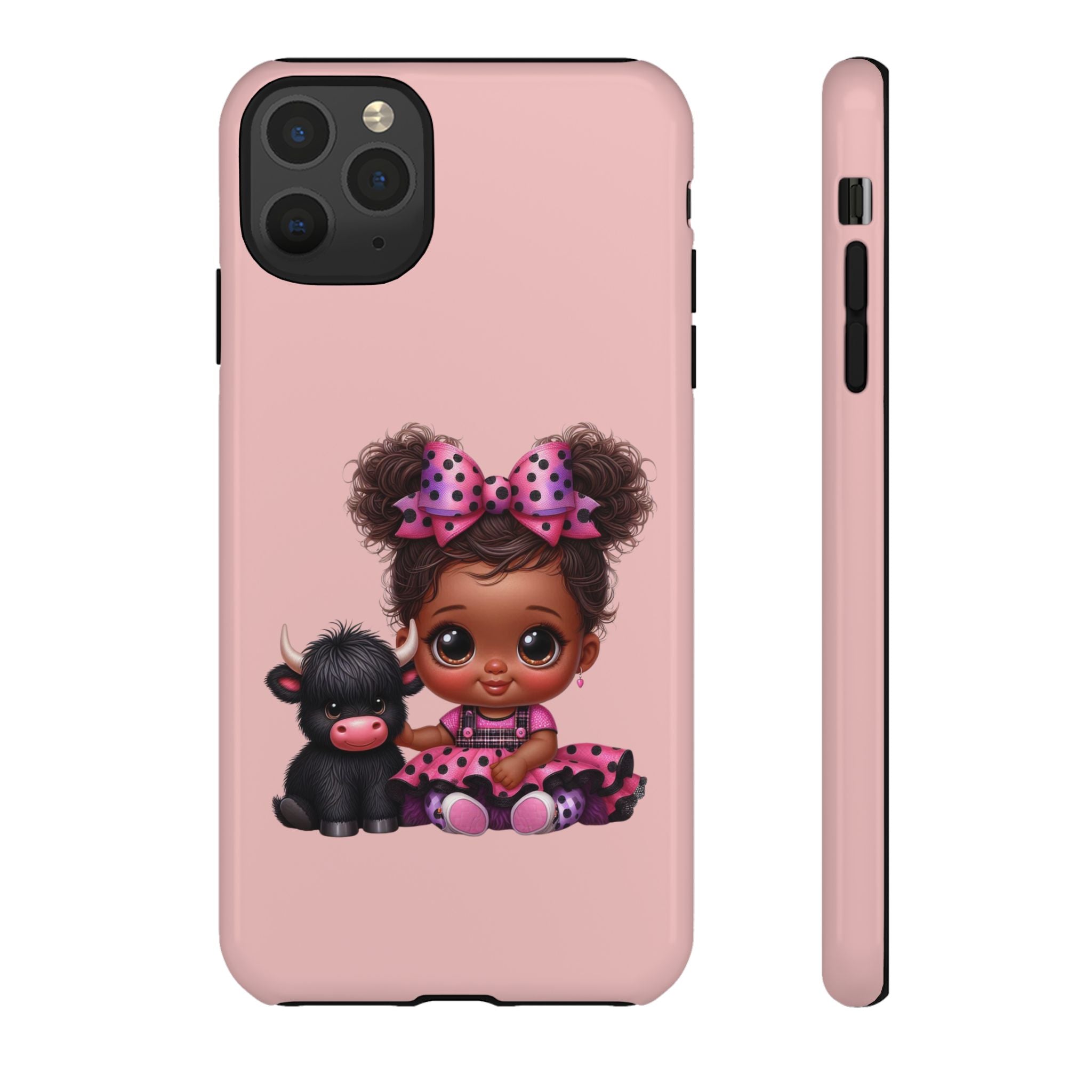 Cute Baby Girl with Plush Cow Phone Case