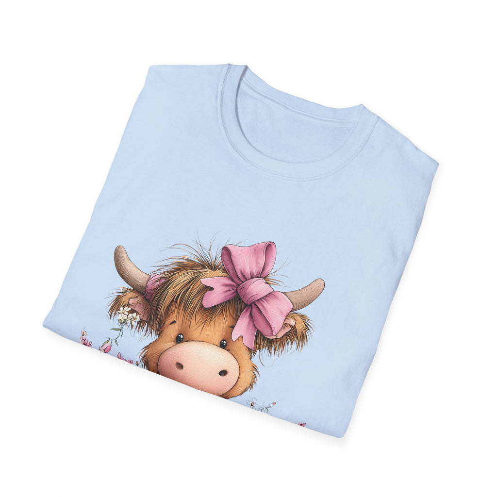Cute Highland Cow Tee — Pink Bow Calf T-Shirt