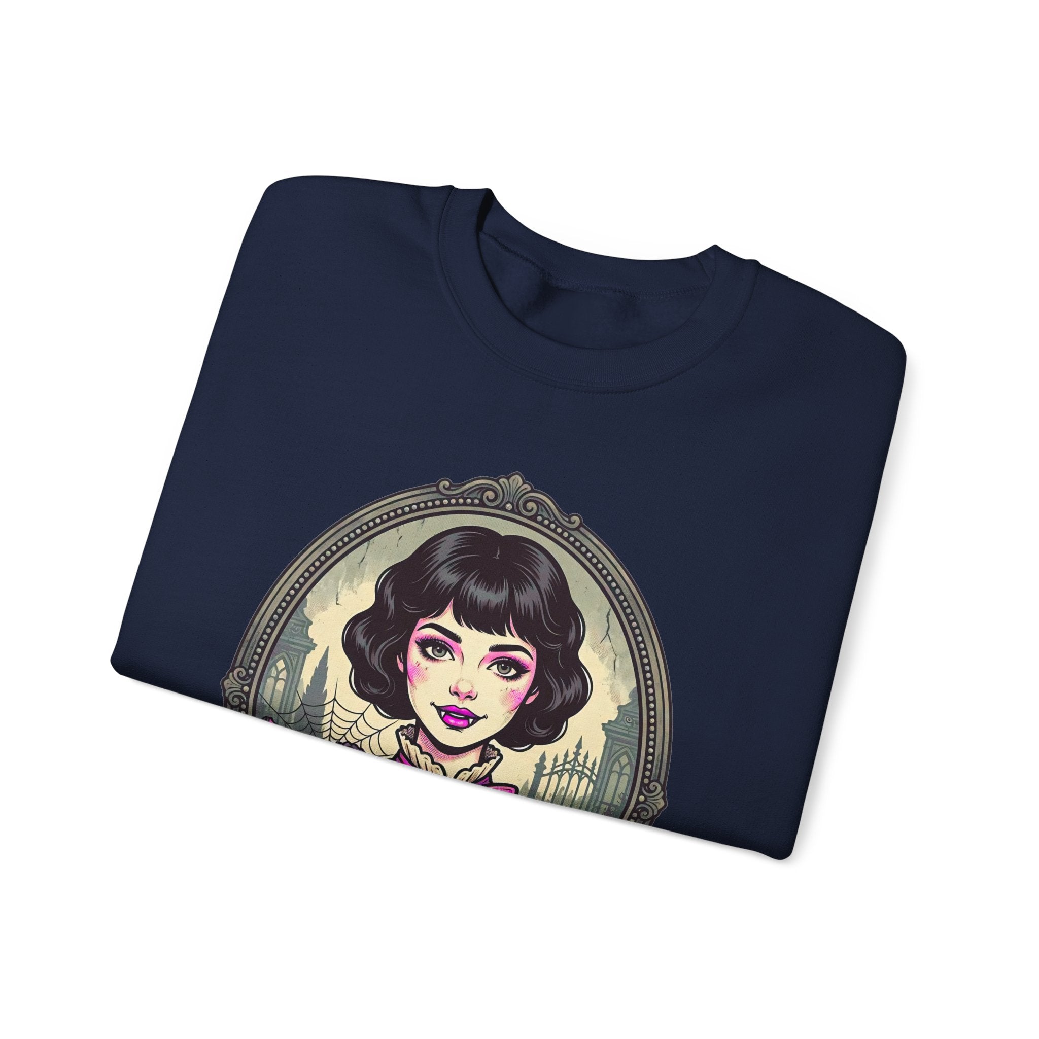 Horror Girl Crewneck Sweatshirt — "Pretty Girls Love Horror" Retro Goth Pullover