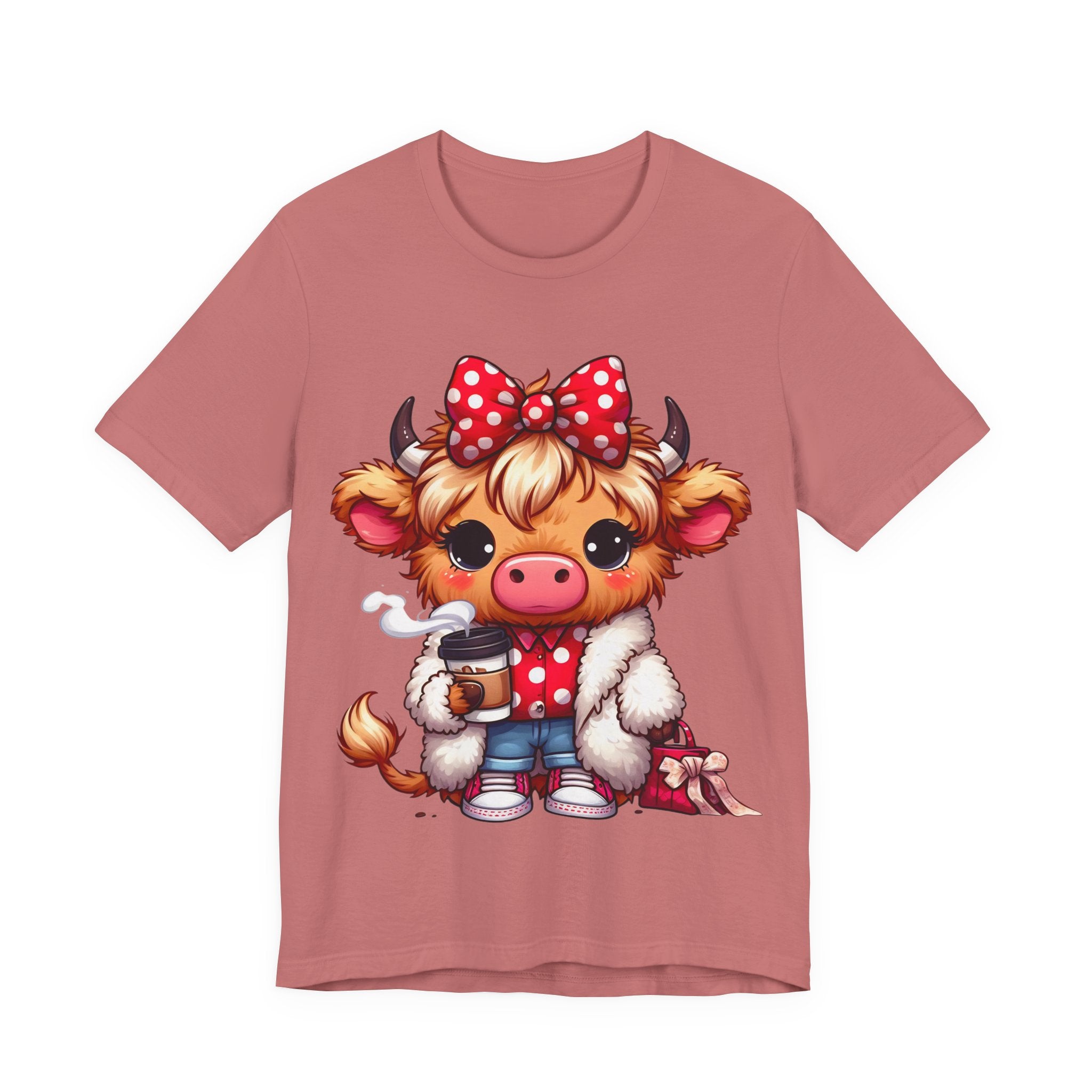 Cow Cute Tee — Cozy Cow with Coffee Graphic T-Shirt