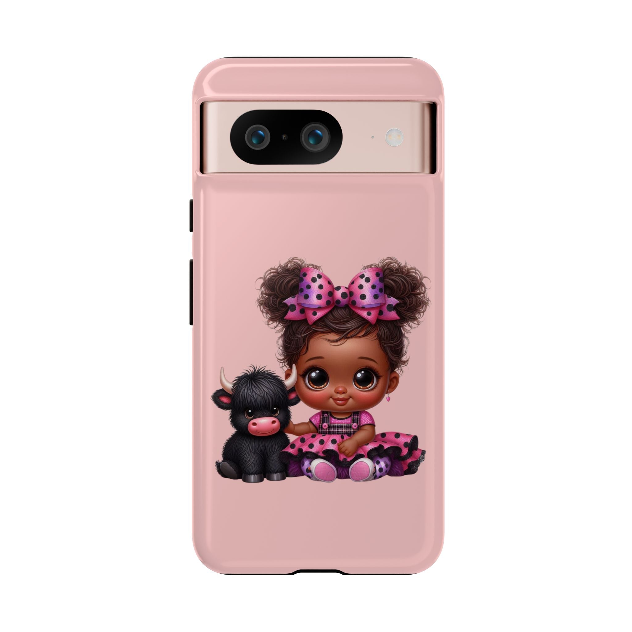 Cute Baby Girl with Plush Cow Phone Case
