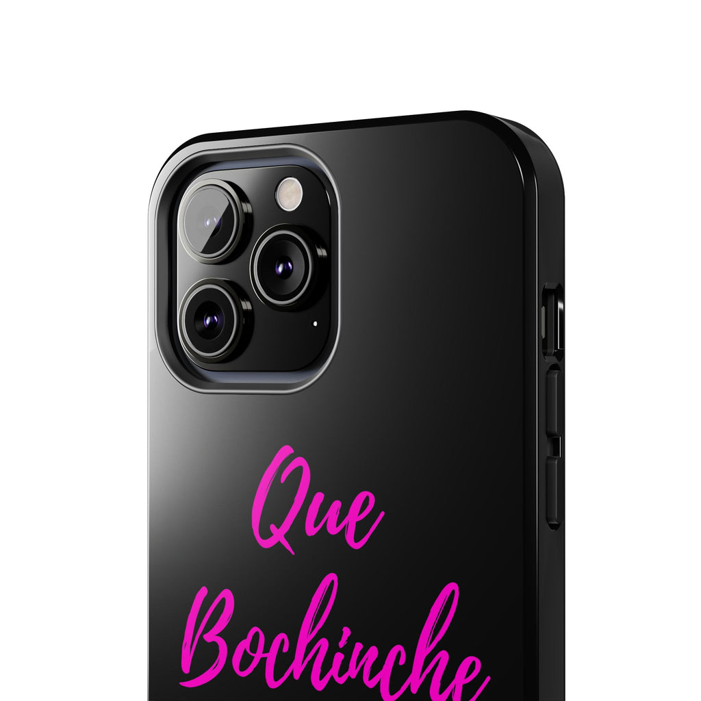 Que Bochinche Phone Case — Pink Script & Bow Tough Protective Cover