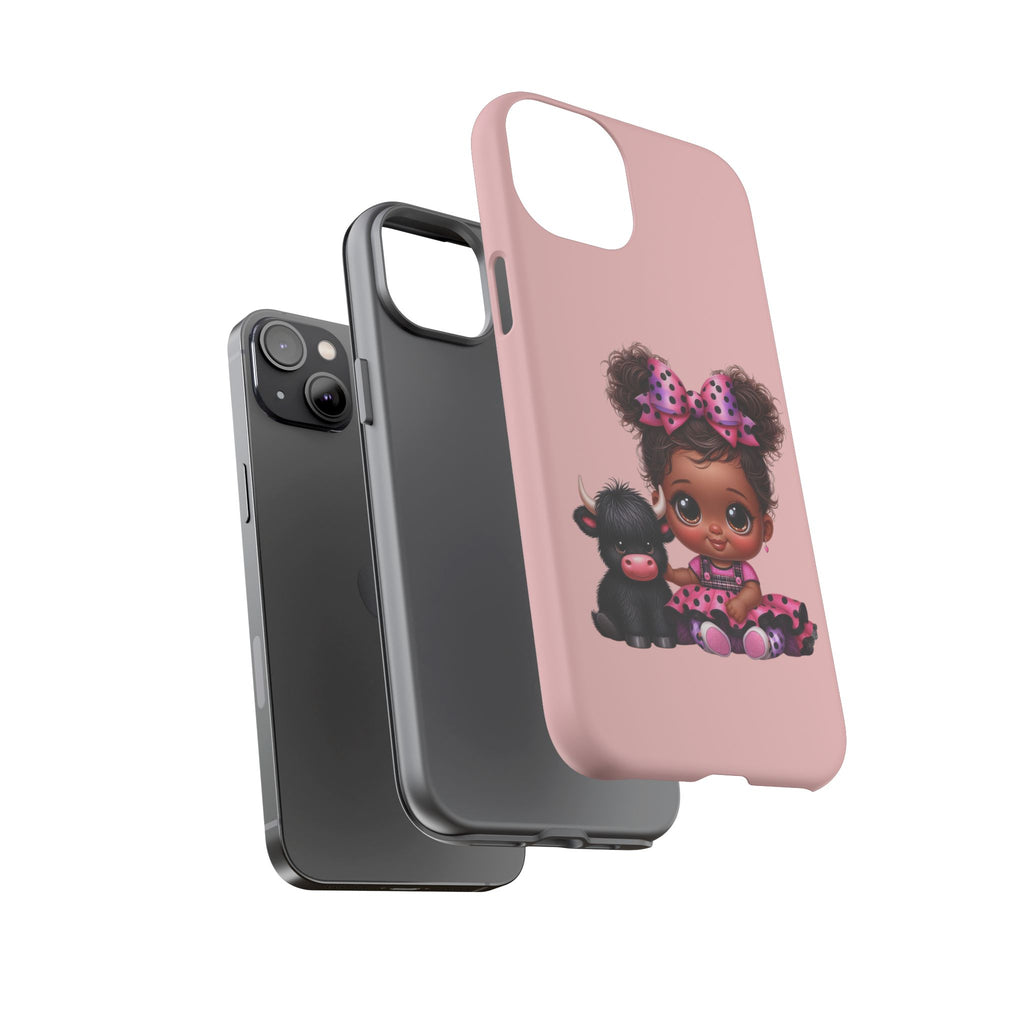 Cute Baby Girl with Plush Cow Phone Case
