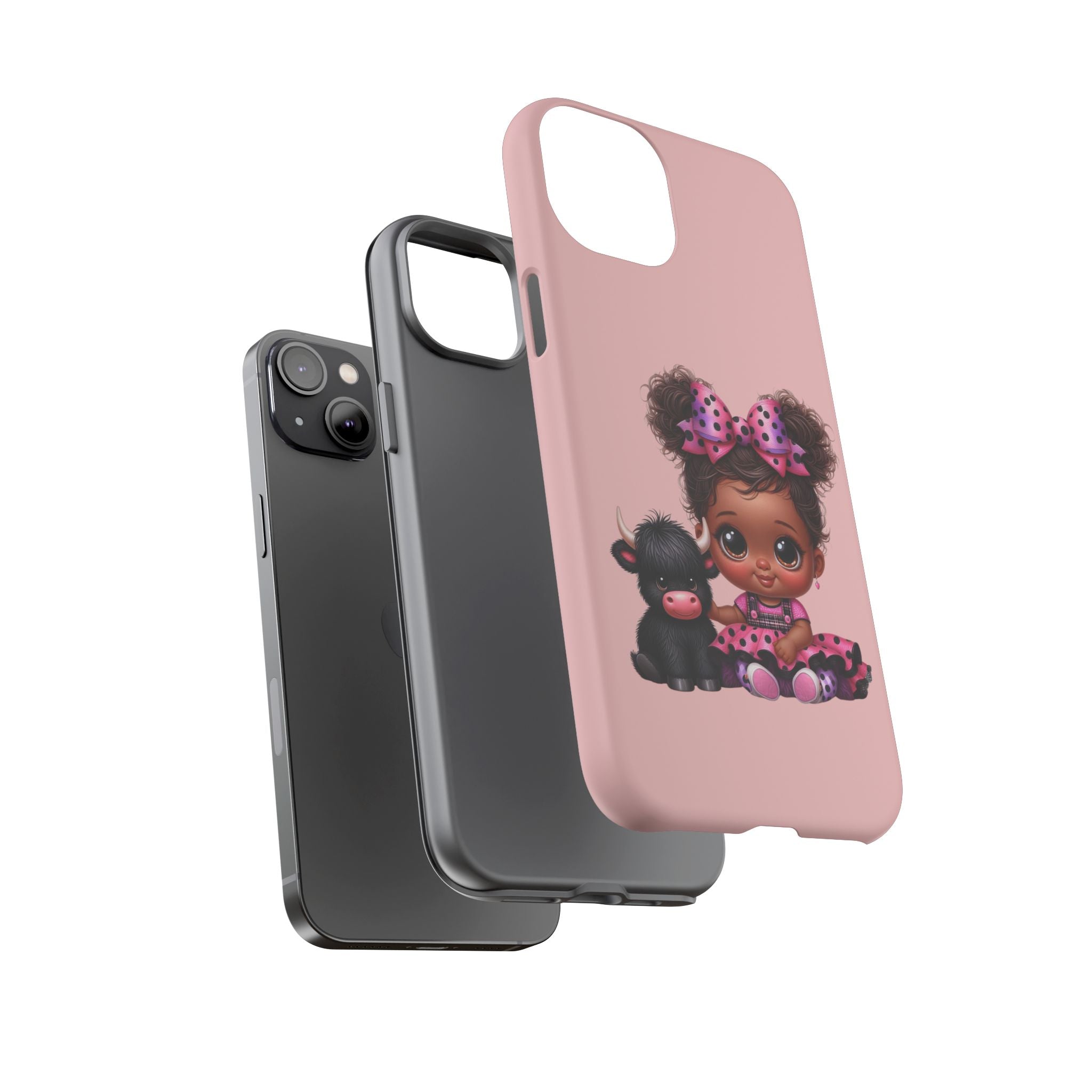 Cute Baby Girl with Plush Cow Phone Case