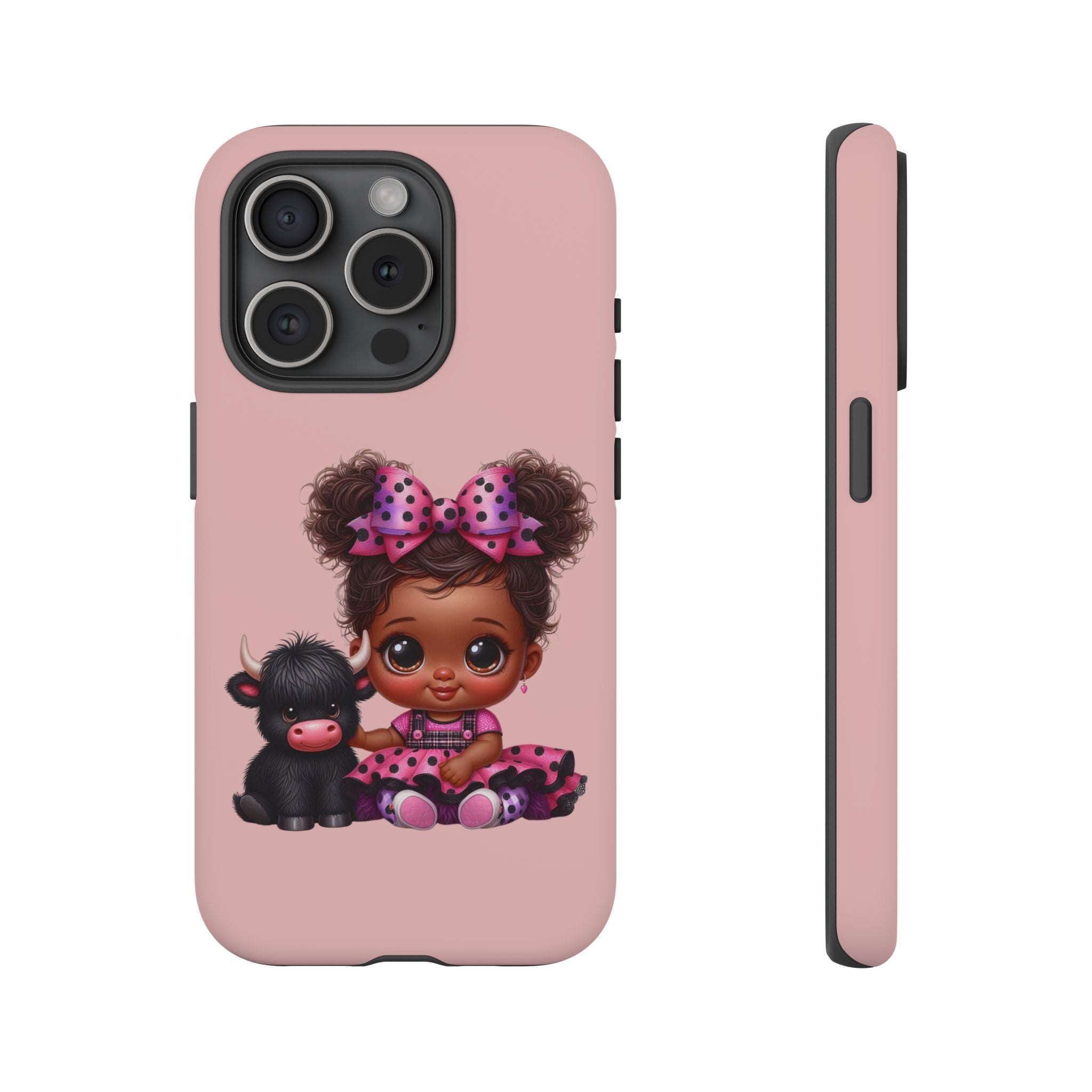 Cute Baby Girl with Plush Cow Phone Case