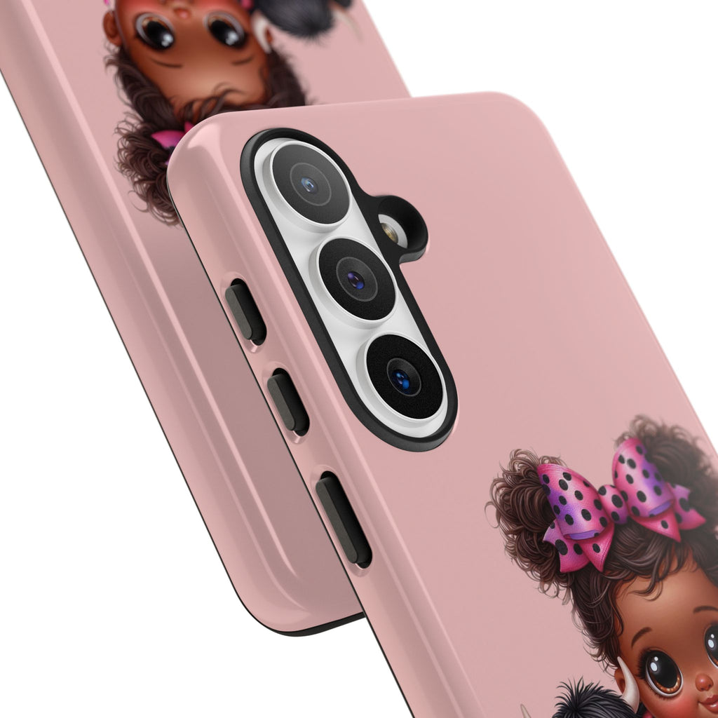 Cute Baby Girl with Plush Cow Phone Case
