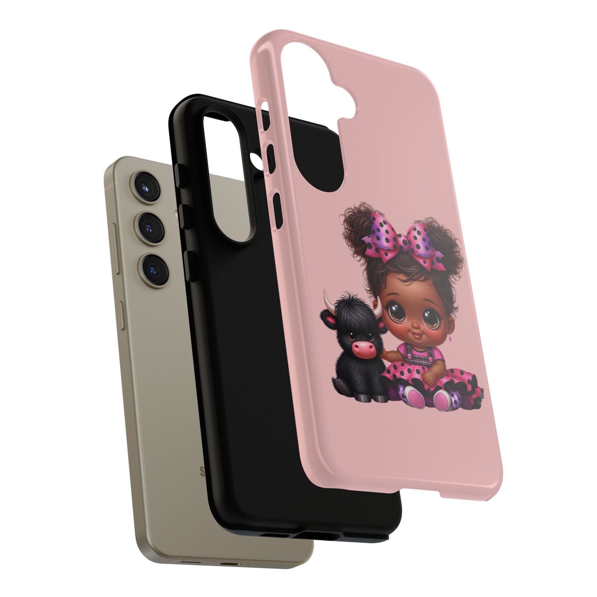 Cute Baby Girl with Plush Cow Phone Case