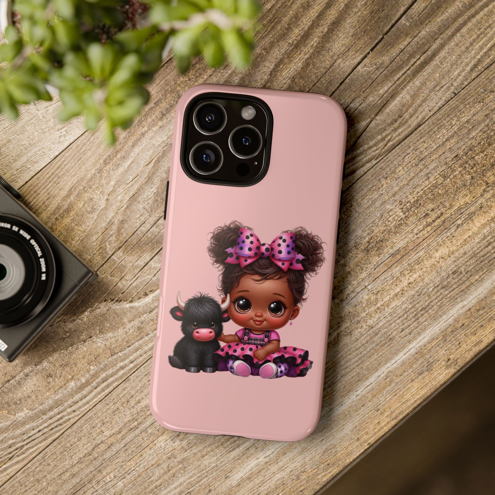 Cute Baby Girl with Plush Cow Phone Case