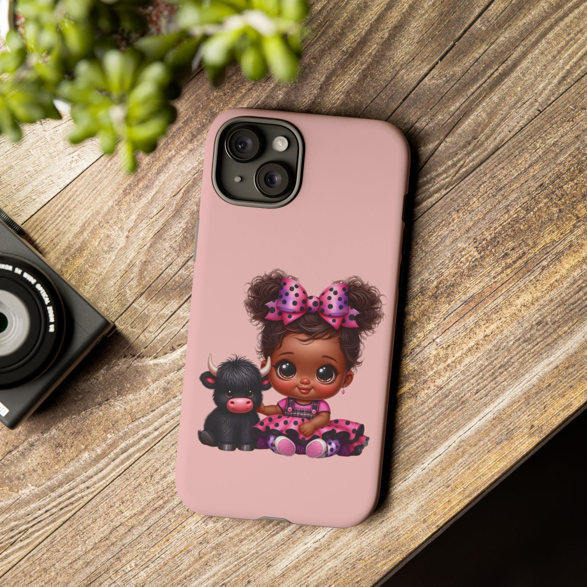 Cute Baby Girl with Plush Cow Phone Case