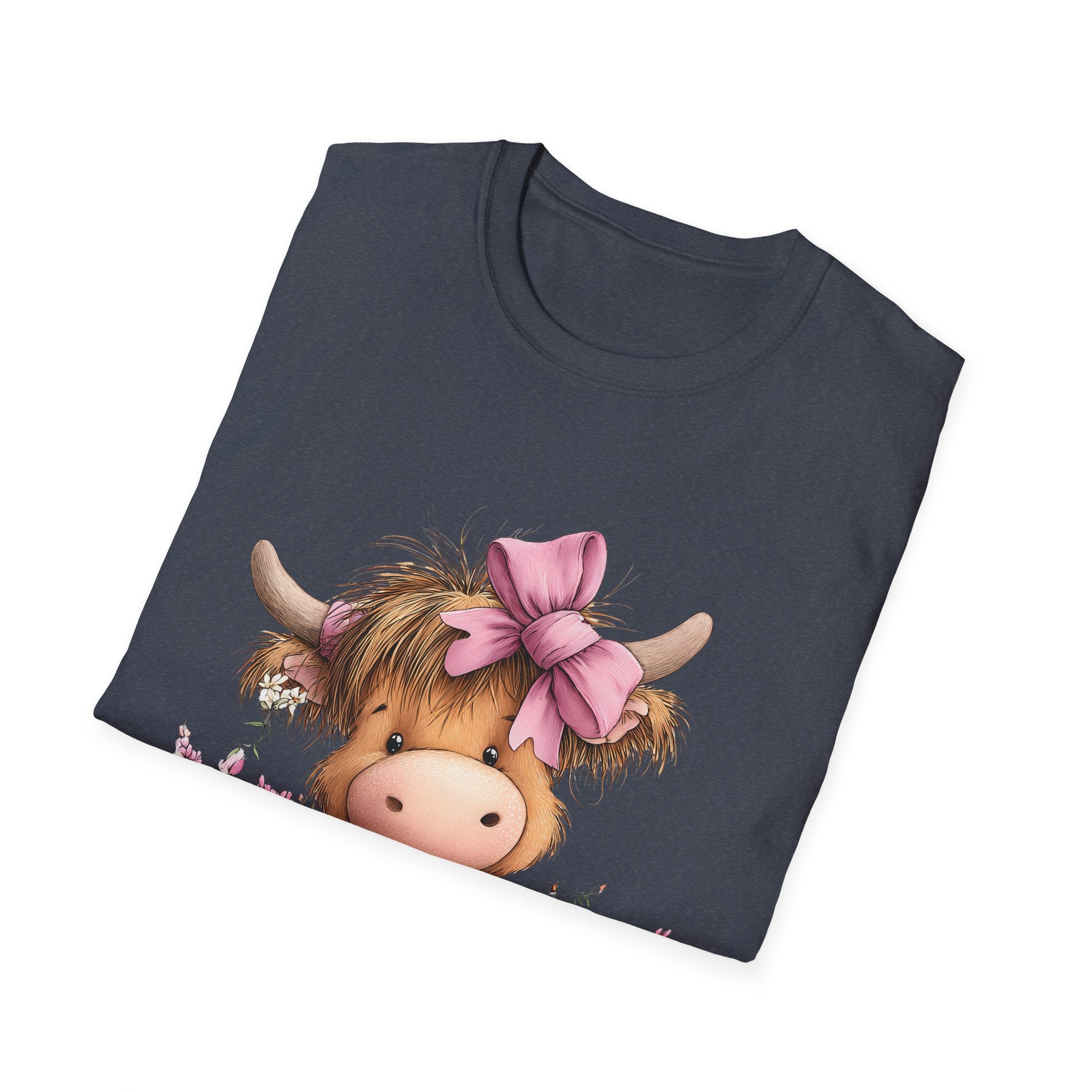 Cute Highland Cow Tee — Pink Bow Calf T-Shirt