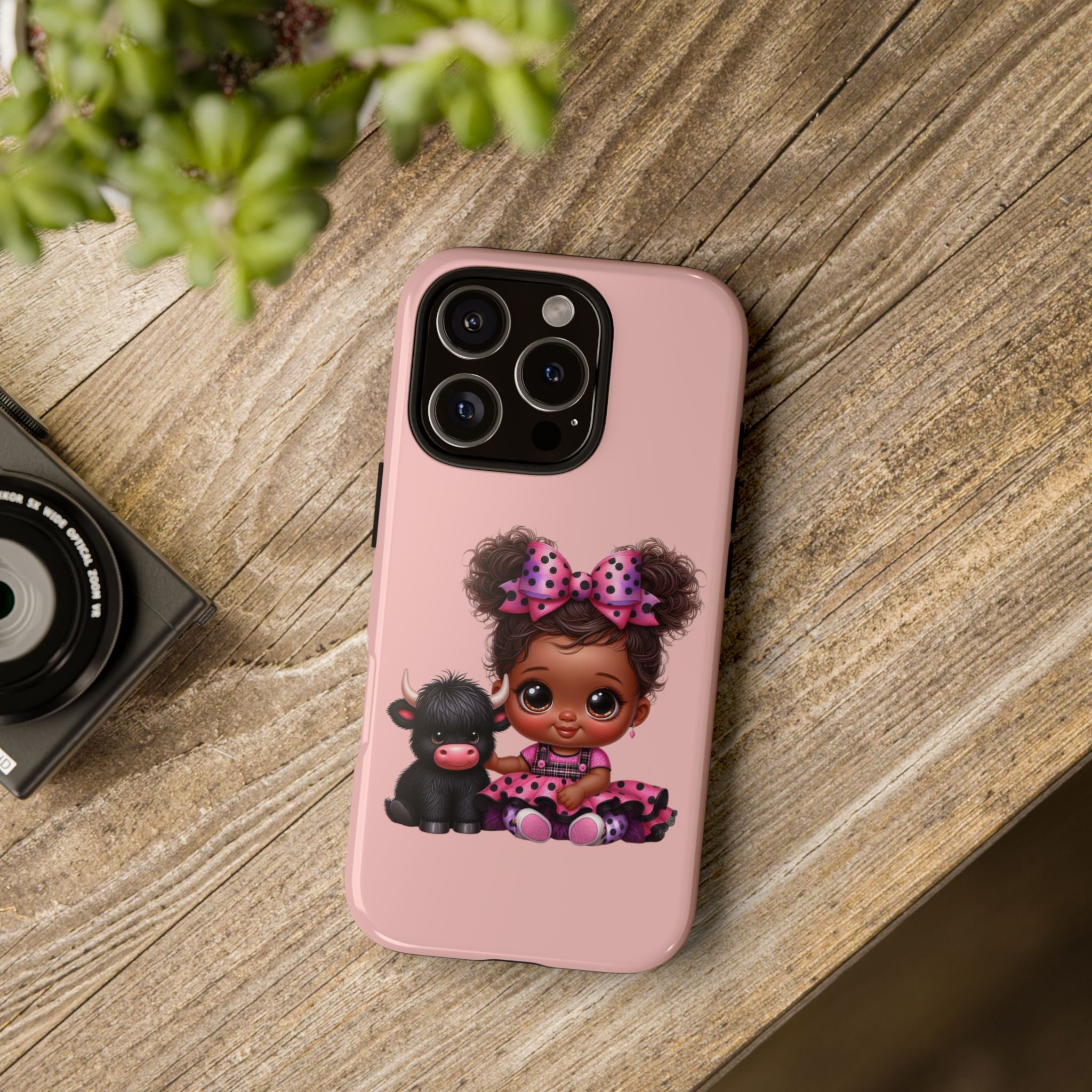 Cute Baby Girl with Plush Cow Phone Case
