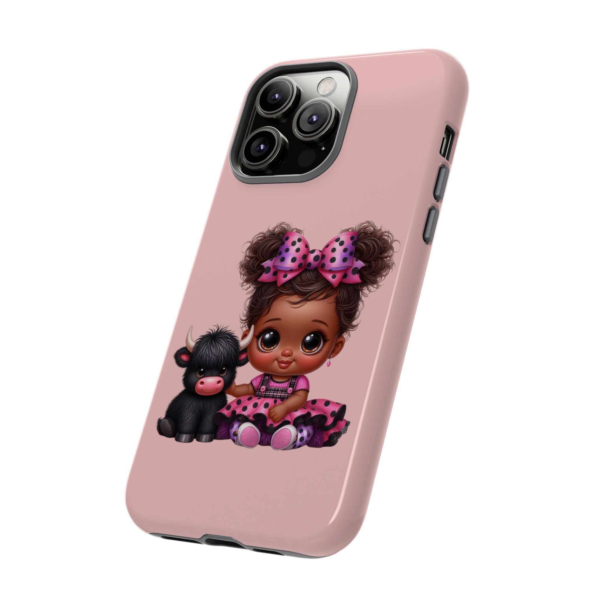 Cute Baby Girl with Plush Cow Phone Case