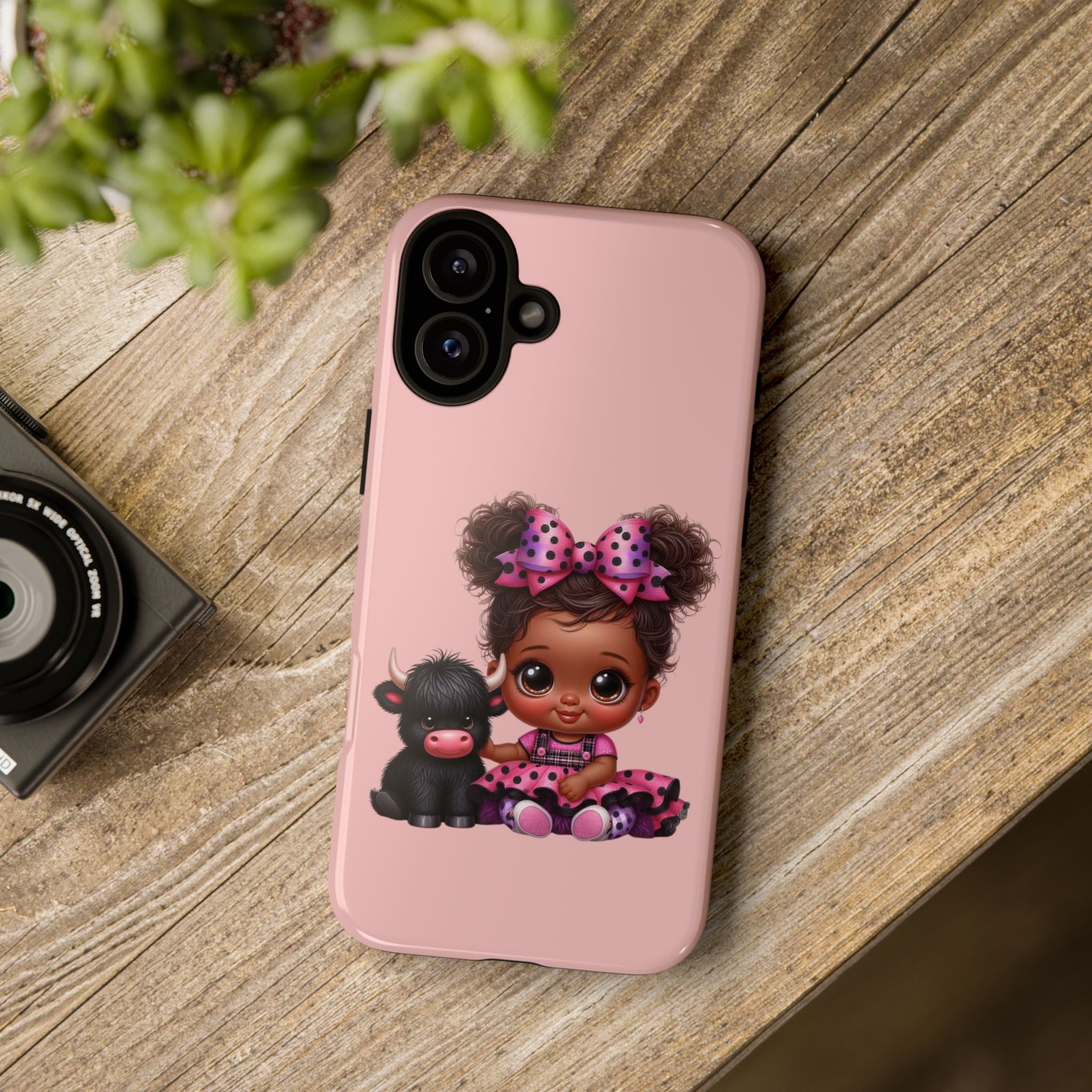 Cute Baby Girl with Plush Cow Phone Case
