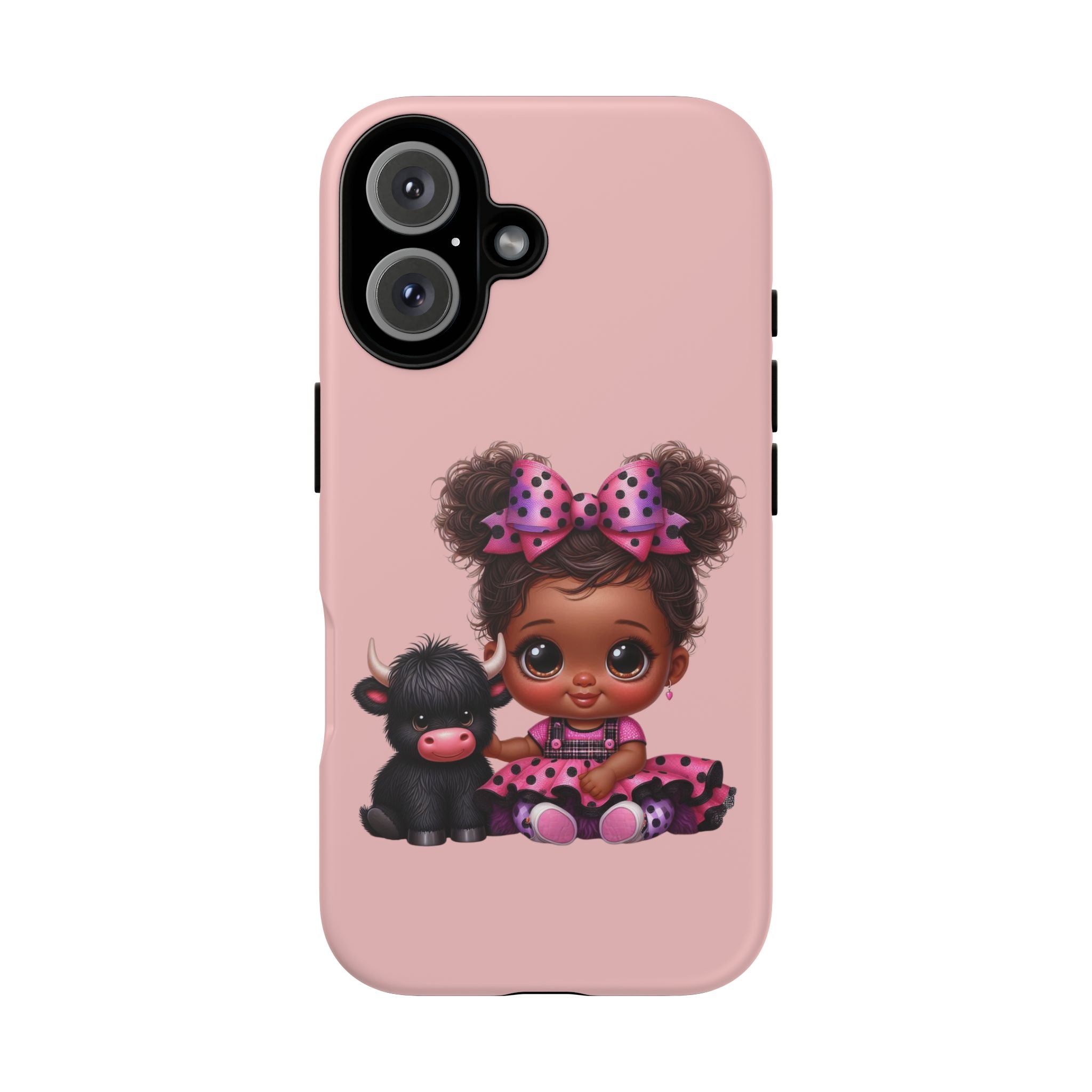Cute Baby Girl with Plush Cow Phone Case