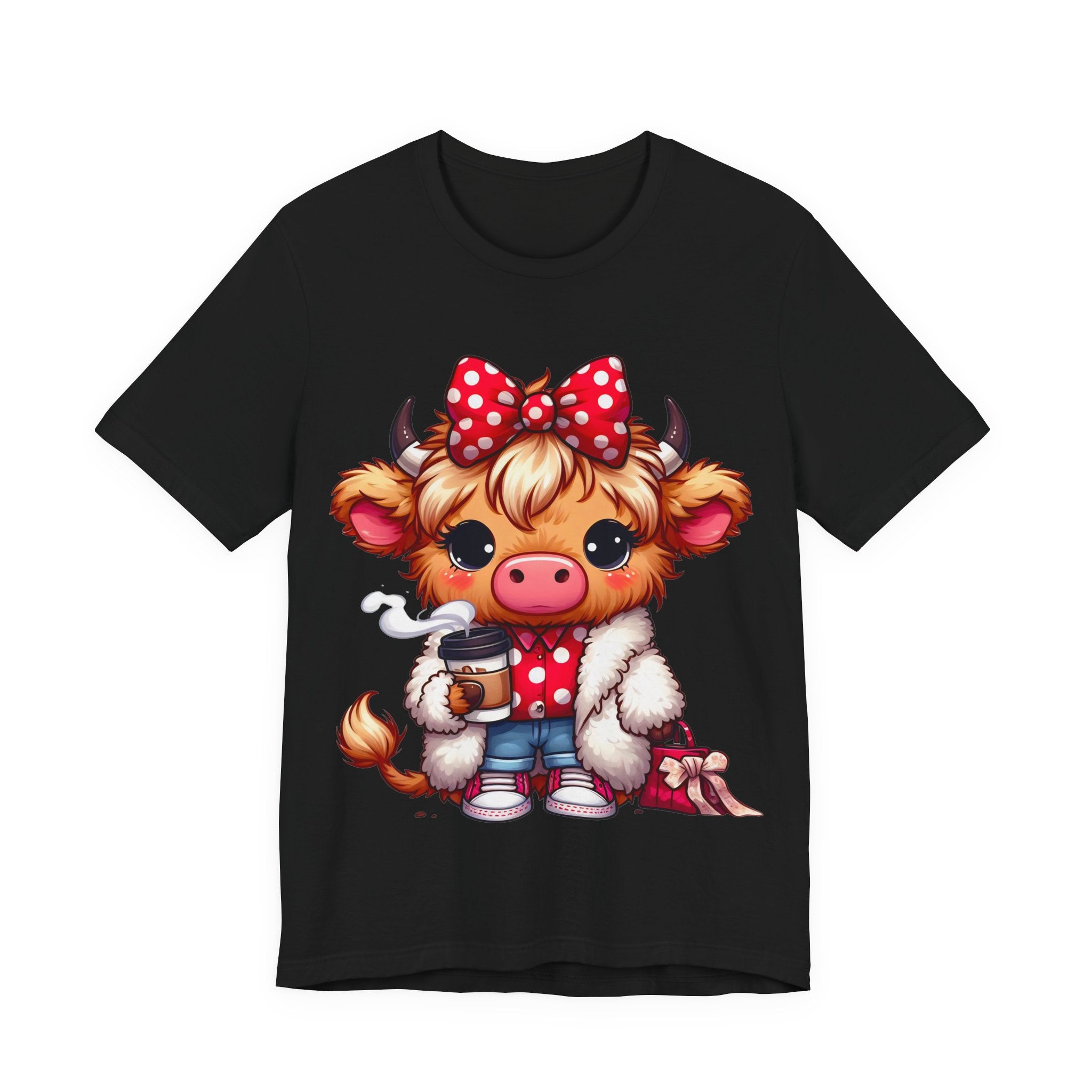 Cow Cute Tee — Cozy Cow with Coffee Graphic T-Shirt