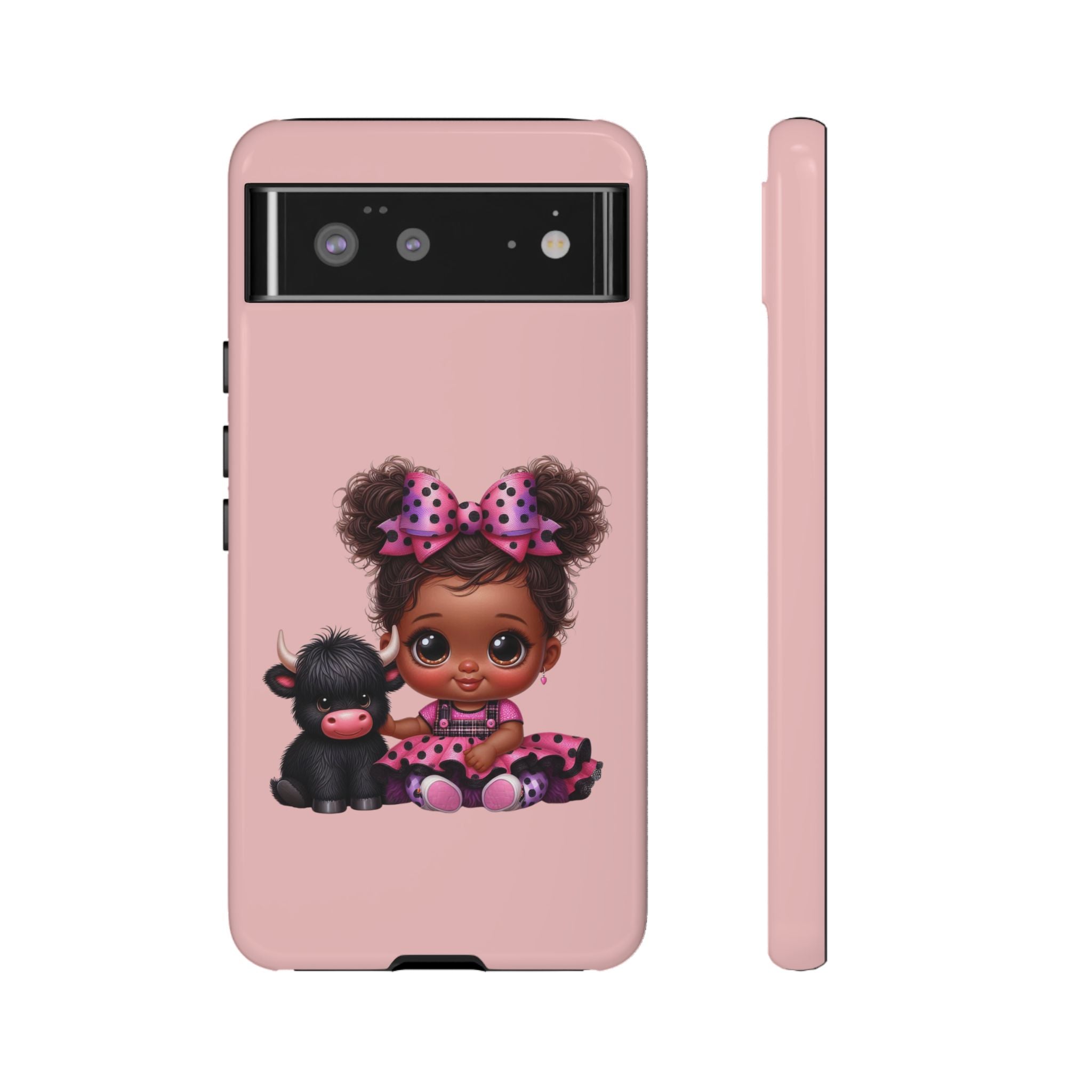 Cute Baby Girl with Plush Cow Phone Case
