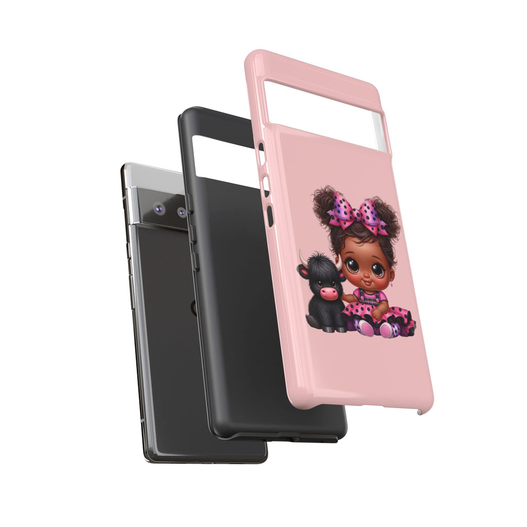 Cute Baby Girl with Plush Cow Phone Case