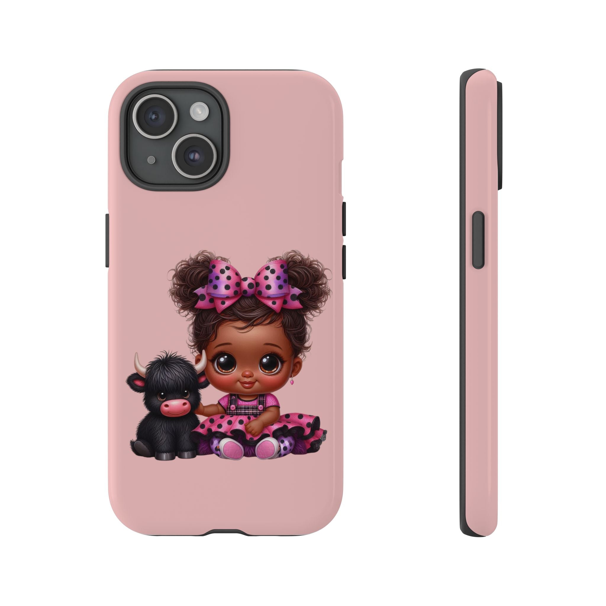 Cute Baby Girl with Plush Cow Phone Case