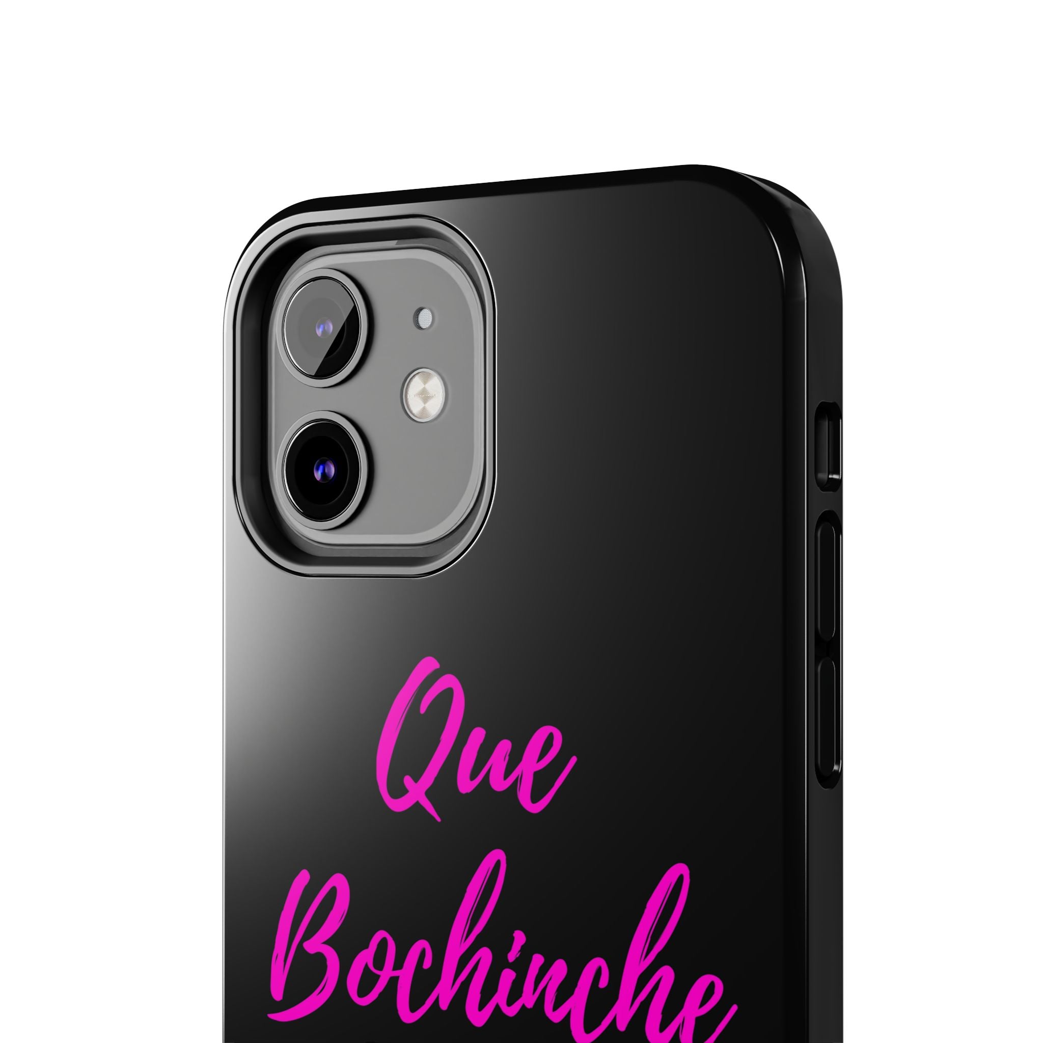 Que Bochinche Phone Case — Pink Script & Bow Tough Protective Cover