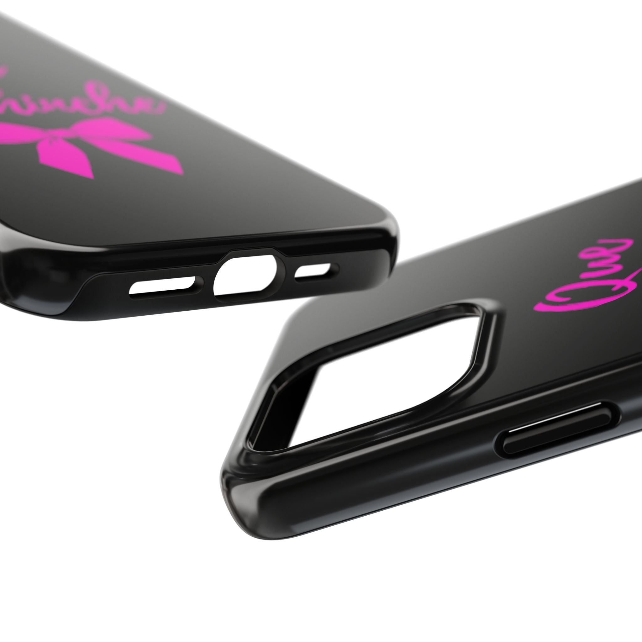 Que Bochinche Phone Case — Pink Script & Bow Tough Protective Cover
