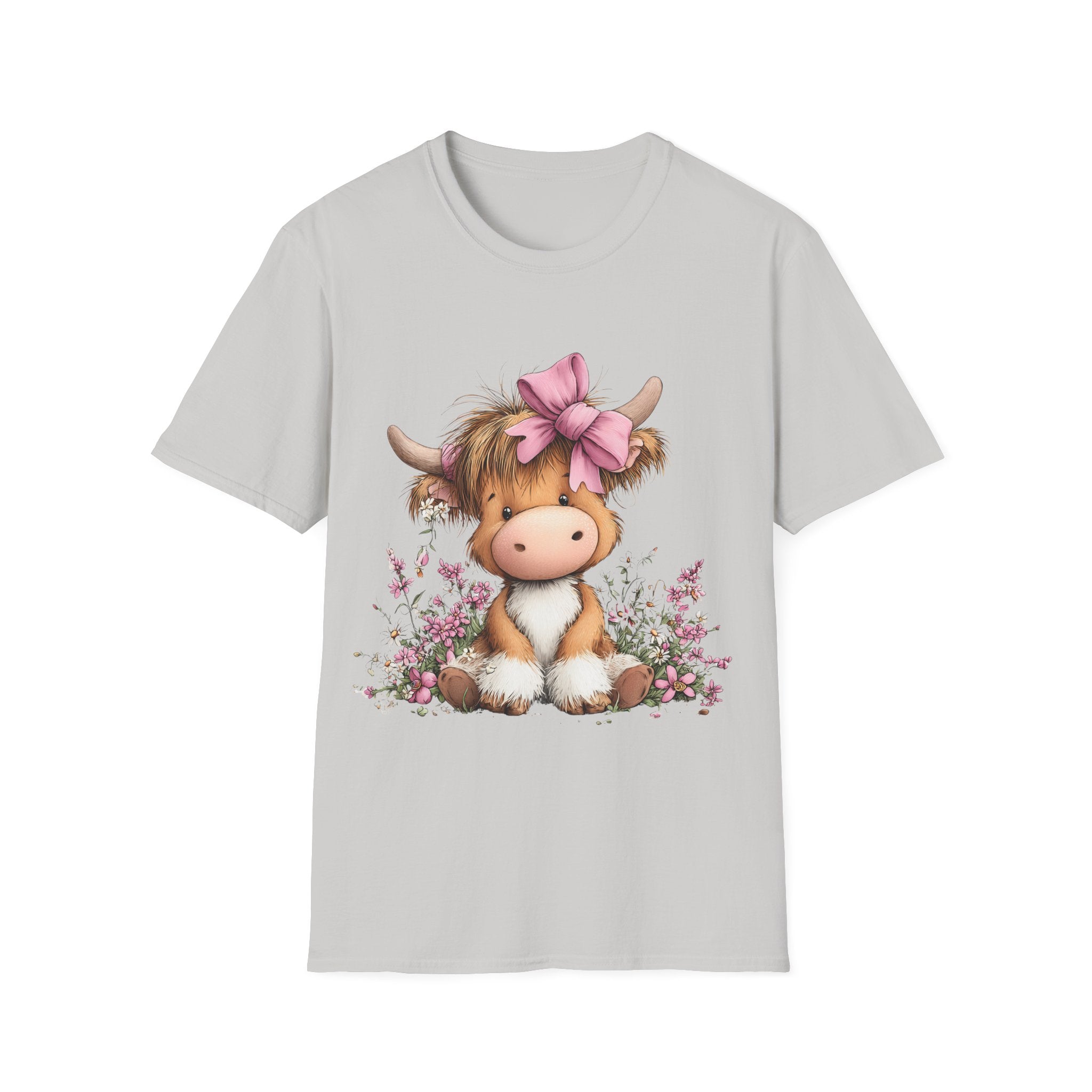 Cute Highland Cow Tee — Pink Bow Calf T-Shirt