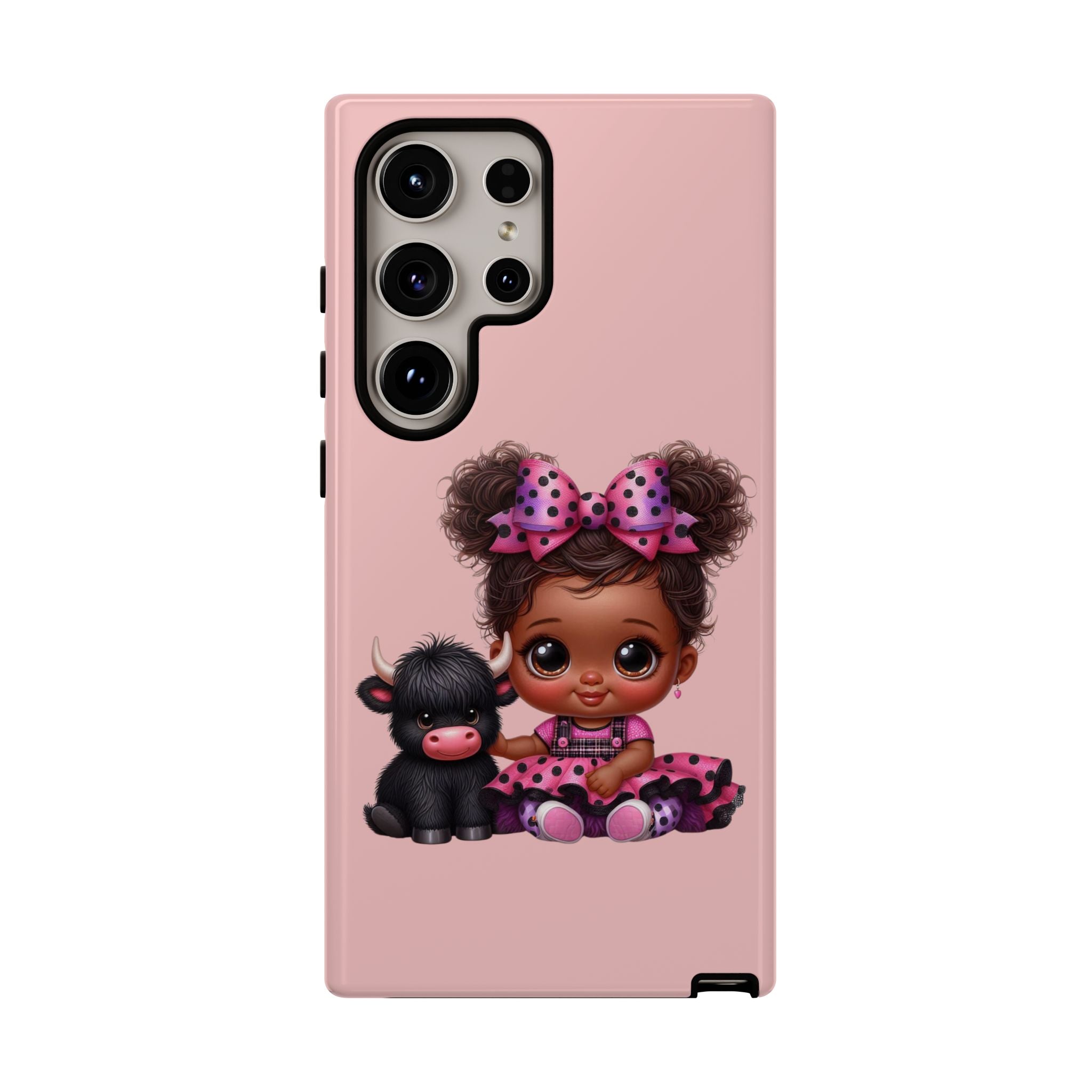 Cute Baby Girl with Plush Cow Phone Case
