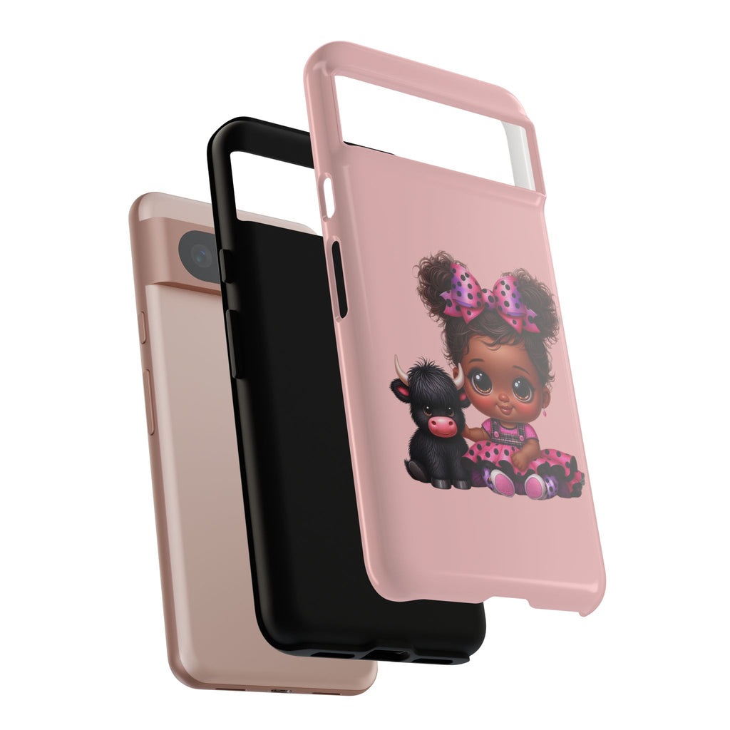 Cute Baby Girl with Plush Cow Phone Case
