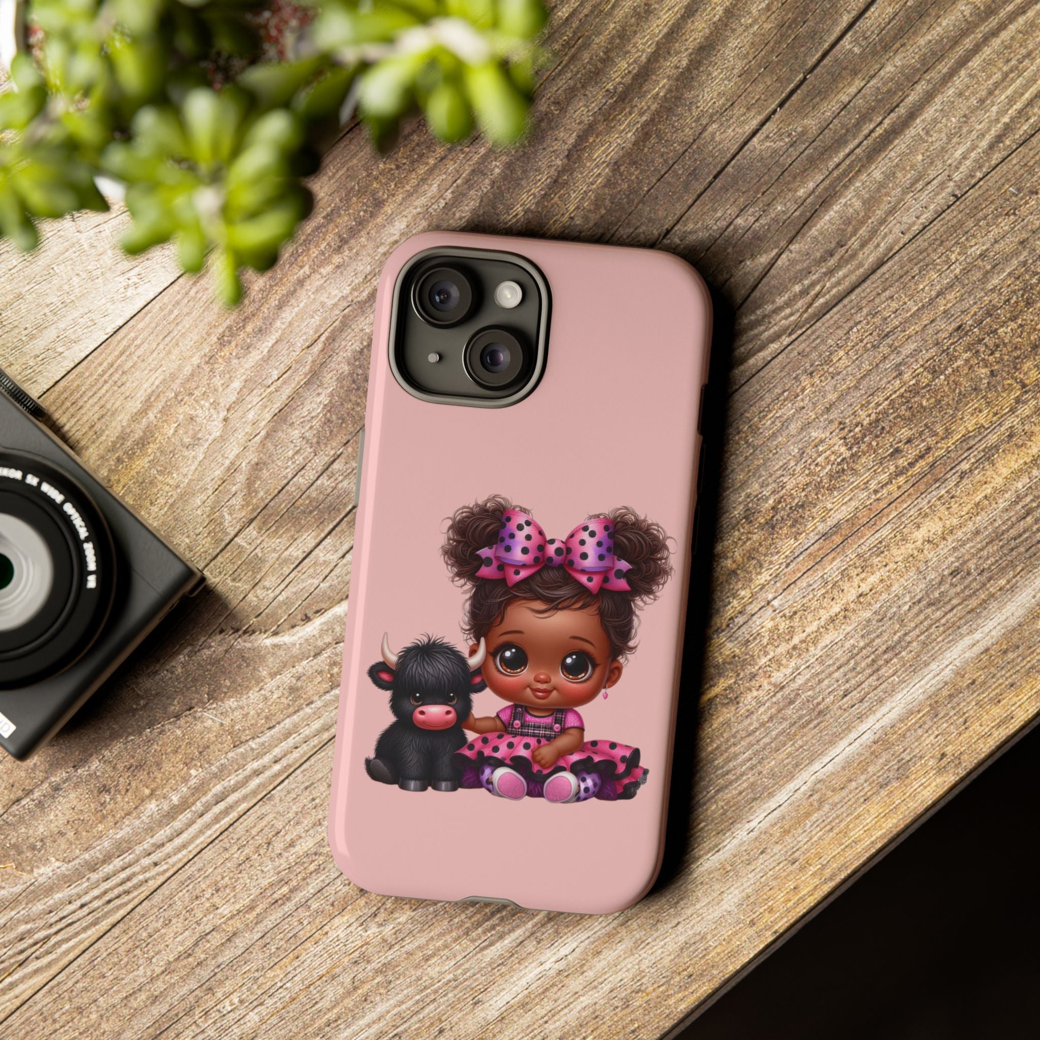 Cute Baby Girl with Plush Cow Phone Case