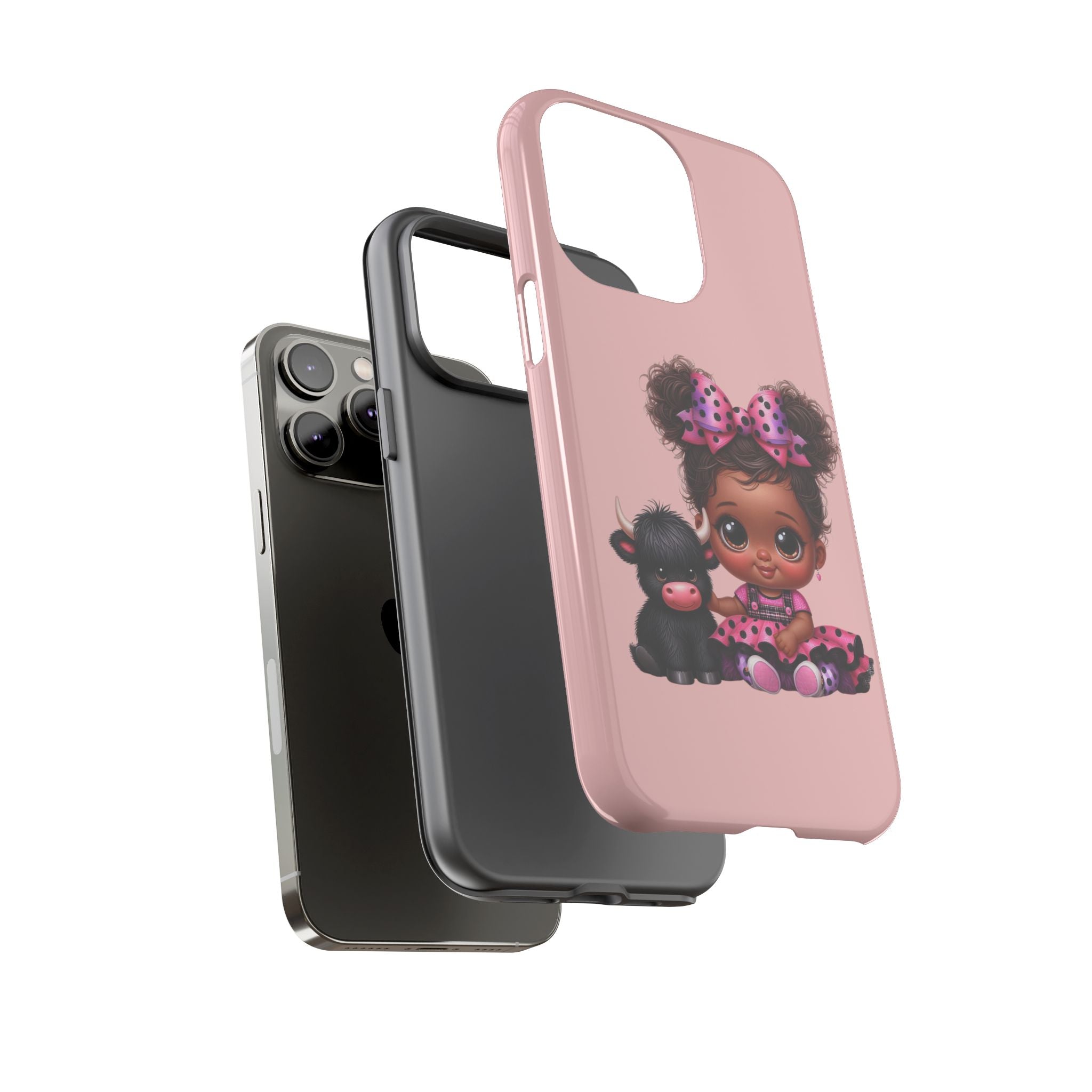 Cute Baby Girl with Plush Cow Phone Case
