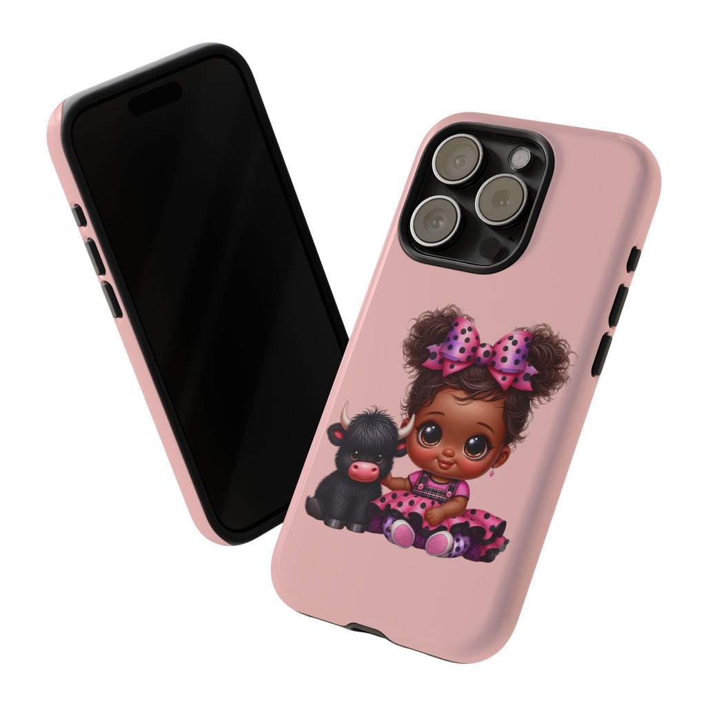 Cute Baby Girl with Plush Cow Phone Case