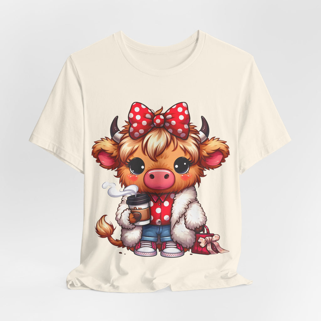 Cow Cute Tee — Cozy Cow with Coffee Graphic T-Shirt