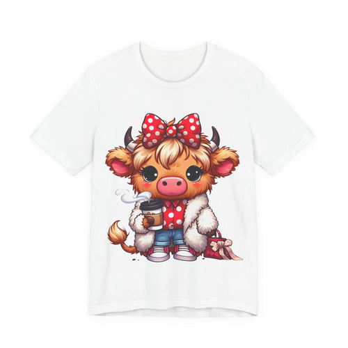 Cow Cute Tee — Cozy Cow with Coffee Graphic T-Shirt