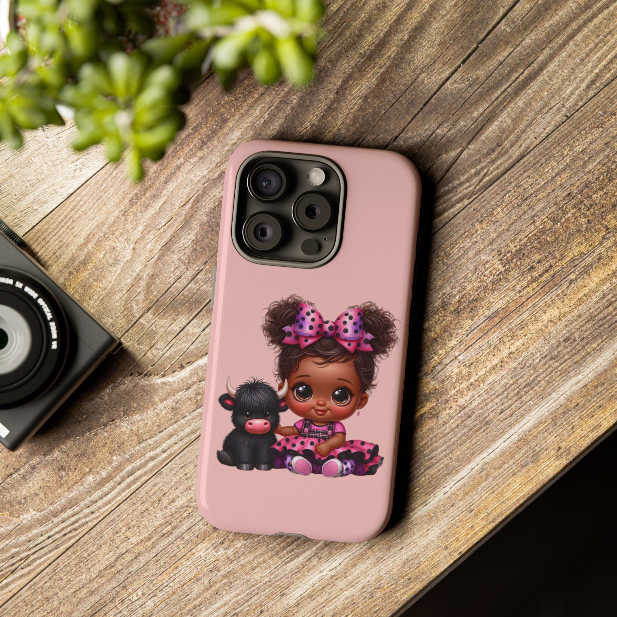 Cute Baby Girl with Plush Cow Phone Case