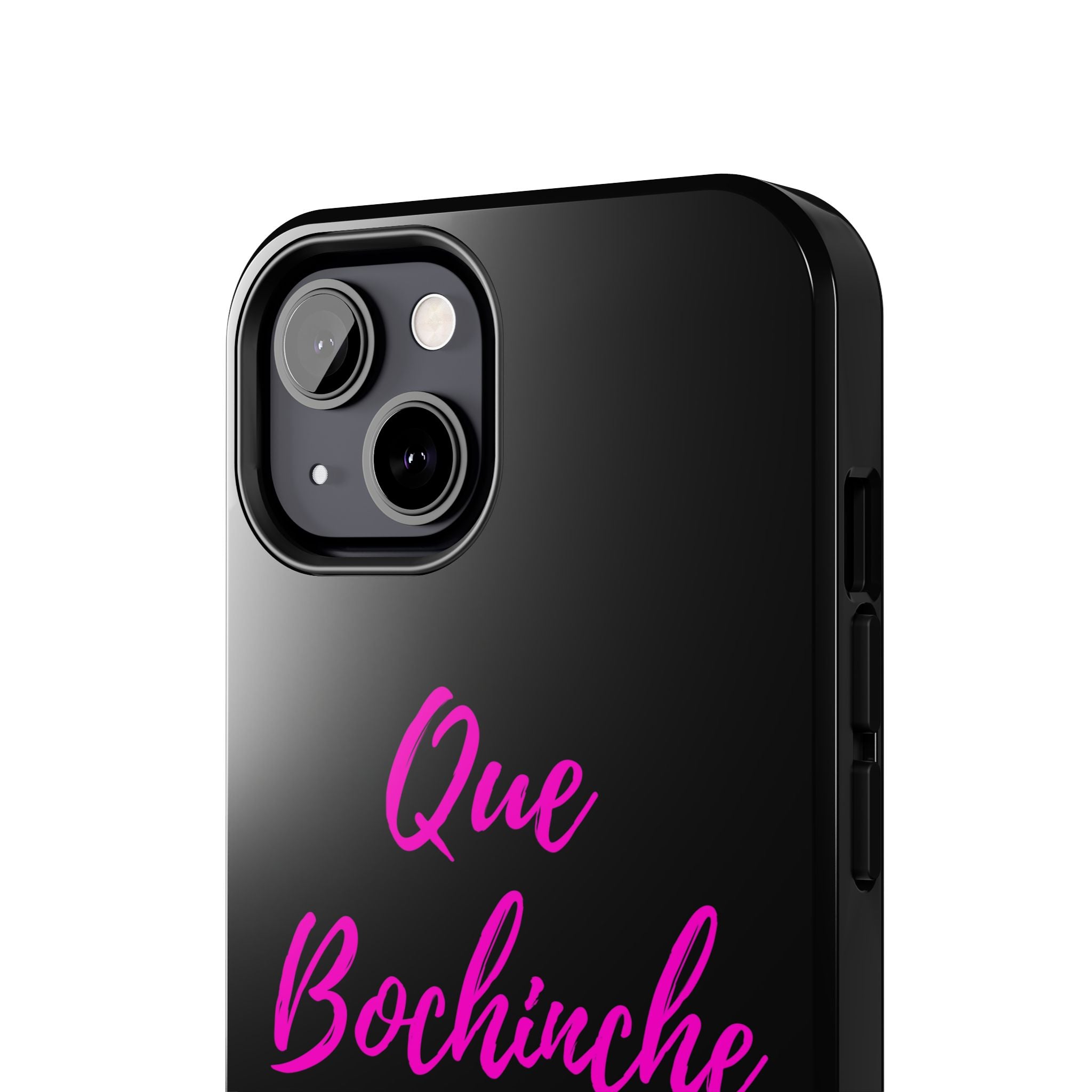 Que Bochinche Phone Case — Pink Script & Bow Tough Protective Cover