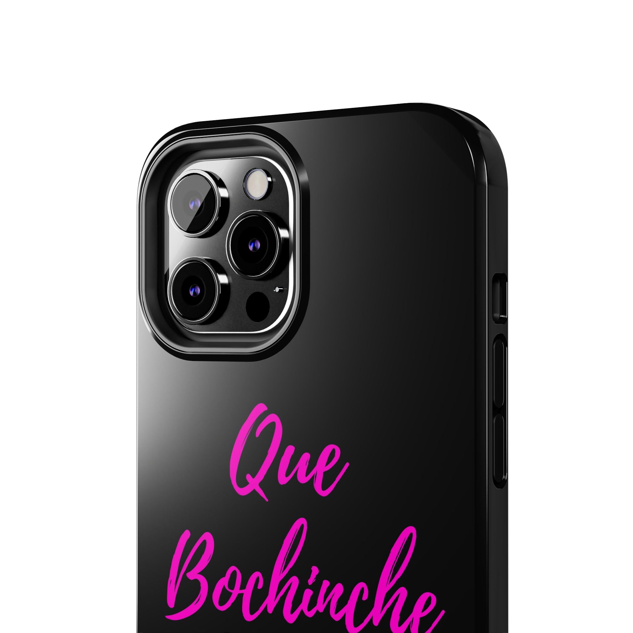Que Bochinche Phone Case — Pink Script & Bow Tough Protective Cover