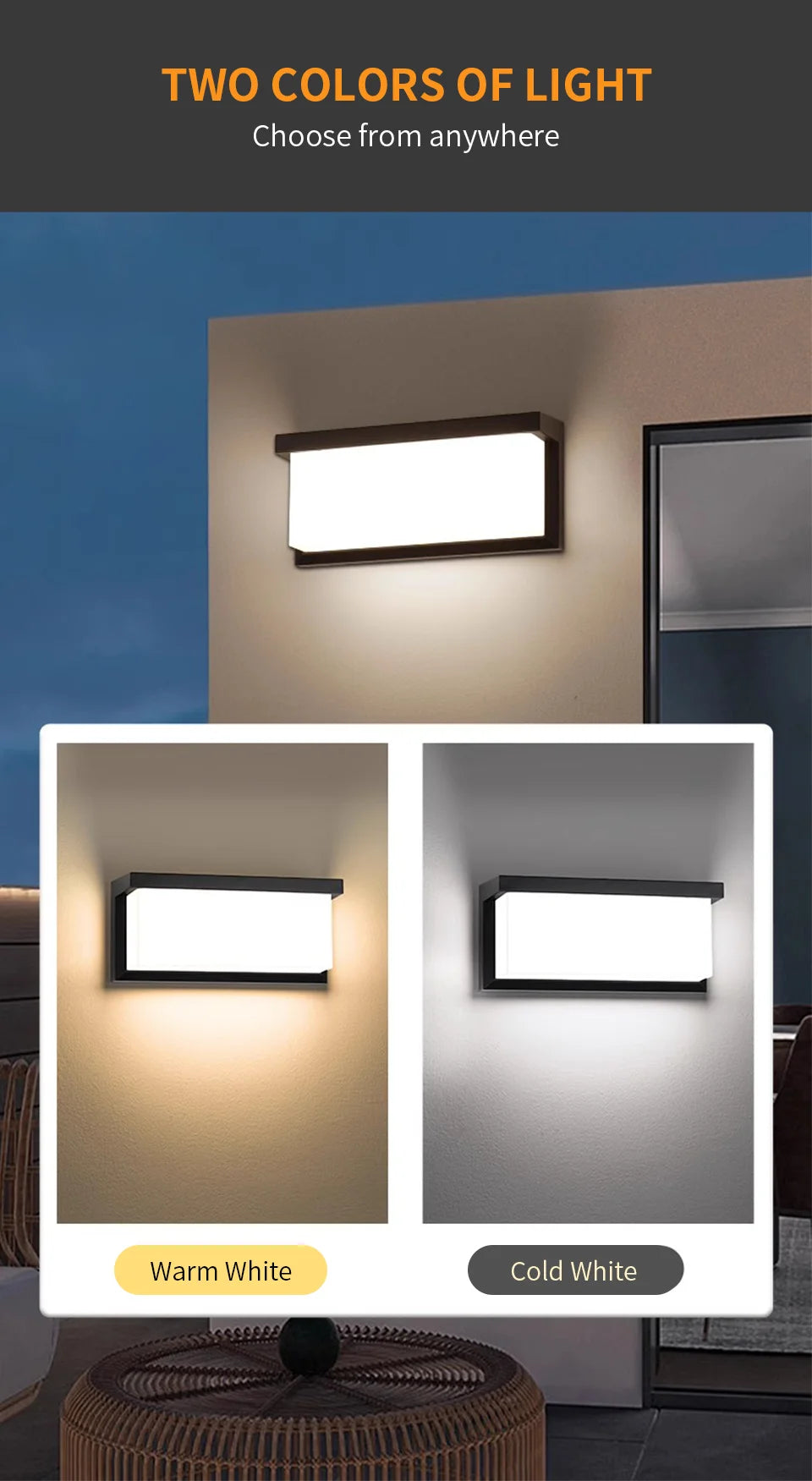 LED Outdoor Wall Light Waterproof IP66 | Motion Sensor Porch Light for Balcony, Garden & Yard