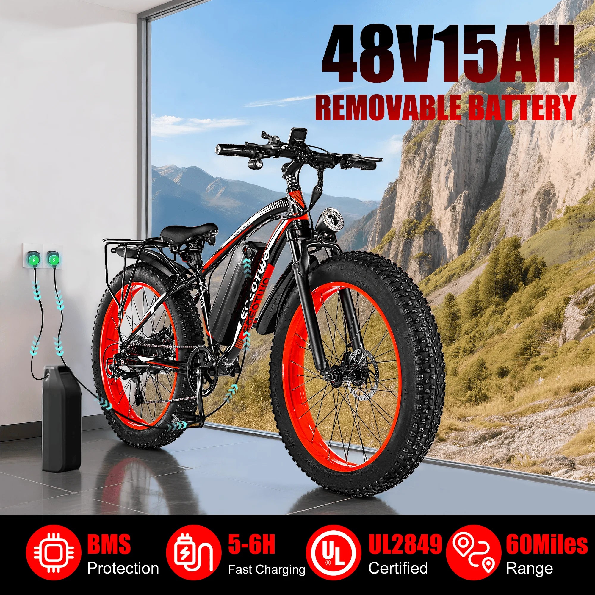 1500W Fat Tire Electric Bike | 34MPH | 60-Mile Range | Adults