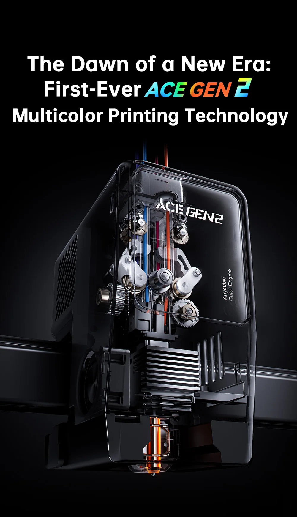 ANYCUBIC Kobra X 3D Printer ACE GEN2 Multi-color Printing 2X Speed & Material Savings 4-Color Built-in Smart Remote Control